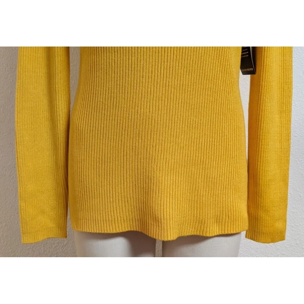 NWT~BOSTON PROPER Women's Marigold Yellow Viscose Blend Turtleneck Sweater M